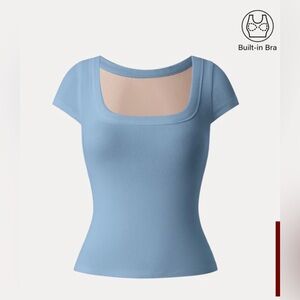 NWT OGL Stretch Cotton Square Neck Cap Sleeve Brami - Medium - Blue